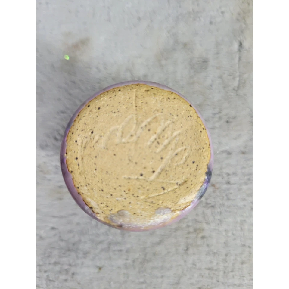 Мини керамическая ваза крапчатая сиреневая коричневая глазурь маленький бутон ваза подписанный низ - Изображение 4 из 4