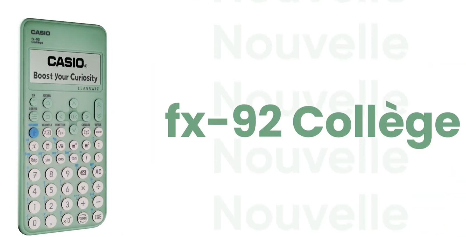 Calculatrice FX‑92+ Casio Collège avec fonction QR‑Code et menu algorithme