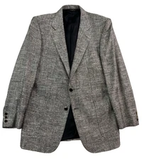 Vintage 90s 100% Silk 38R 39R blazer jacket sport suit coat herringbone tweed