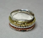 VINTAGE STERLING SILVER ARTS AND CRAFTS SPINNER SLIP RING   3966