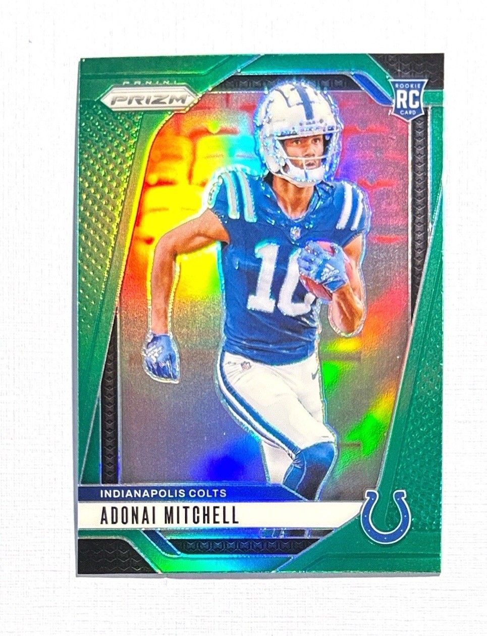 Adonai Mitchell ~ 2024 Panini Prizm ~ Rookie Green Prizm #303