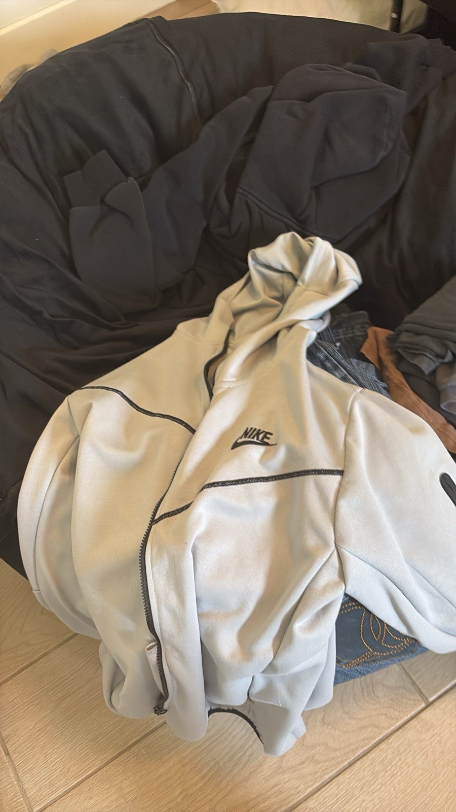 Nike Sportswear Tech Fleece Men's Full-Zip Hoodie - Dark Gray Heather/Black, XL