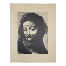 ILLEGIBLE SIGNATURE. Vintage Print. lithograph on cardboard.