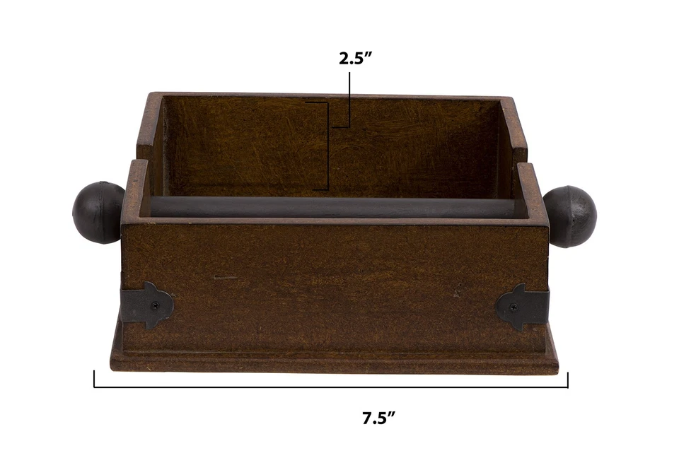 Square Wood Napkin Holder with Metal Bar - Image 2 of 4