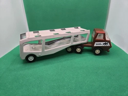 vintage mini tonka car hauler red cab