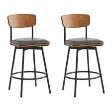 CHITA 27"Swivel Counter Height BarStools with Back,Metal&Wood Frame,Set of 2/3