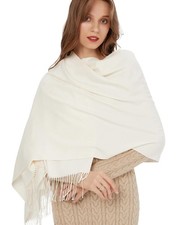 White Women's Cashmere Shawl Wrap Soft Luxury Winter Scarf Wedding Shawl