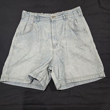 Vintage 80s Lee Denim Pleated High Waist Mom Jean Shorts Size 14/16 Light Wash
