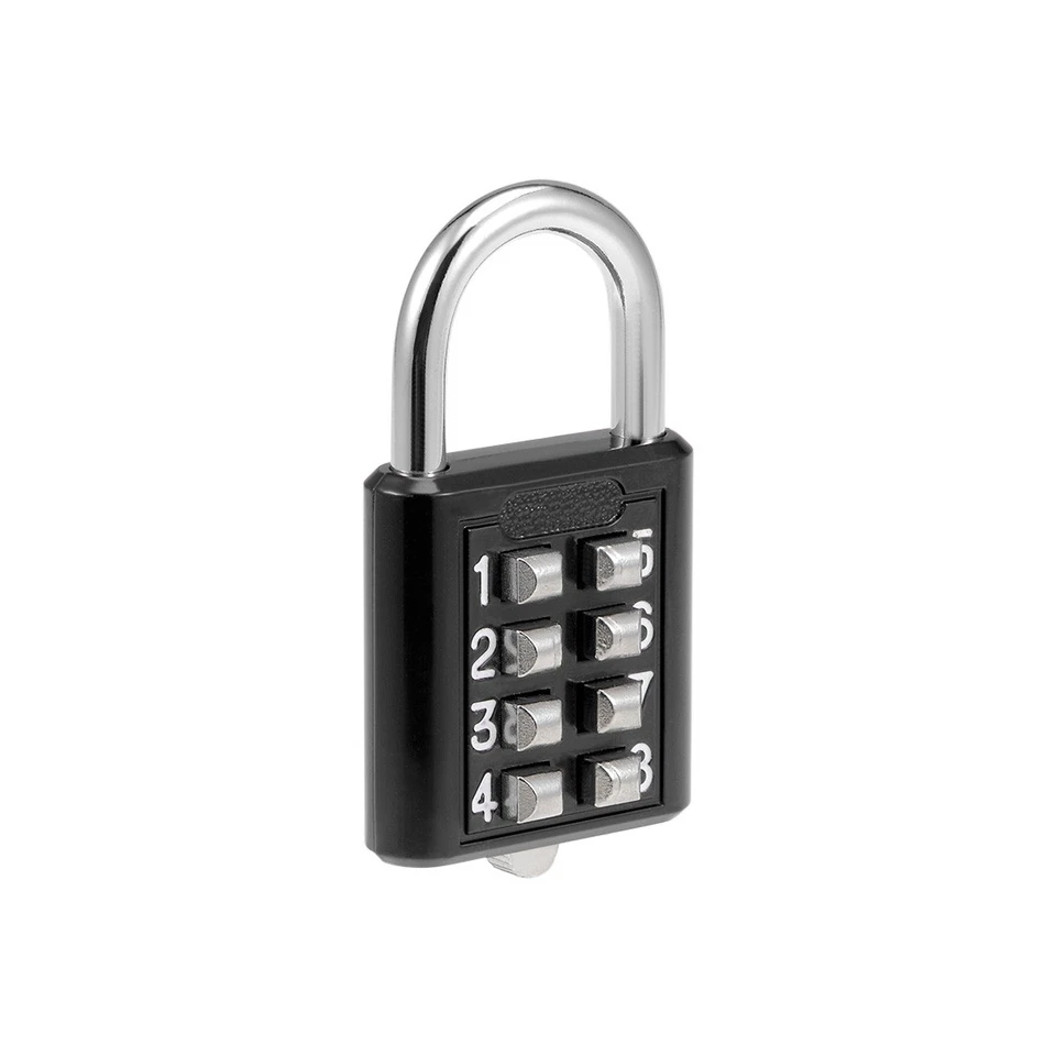 8-Digit Combination Padlock Push Button Lock for Locker Cabinet Black 2Pcs Foto 3 de 4