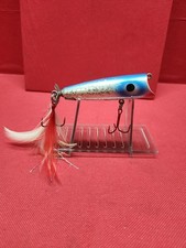 Vintage Gilmore Genuine Wooden Fishing Lure Sm Hoodler Wht/blue Spkl 3.25" 3/8oz