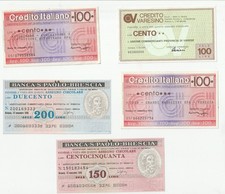 LOT 5 ITALIAN MINI CHECKS 100LIRE 150LIRE 200LIRE 1976