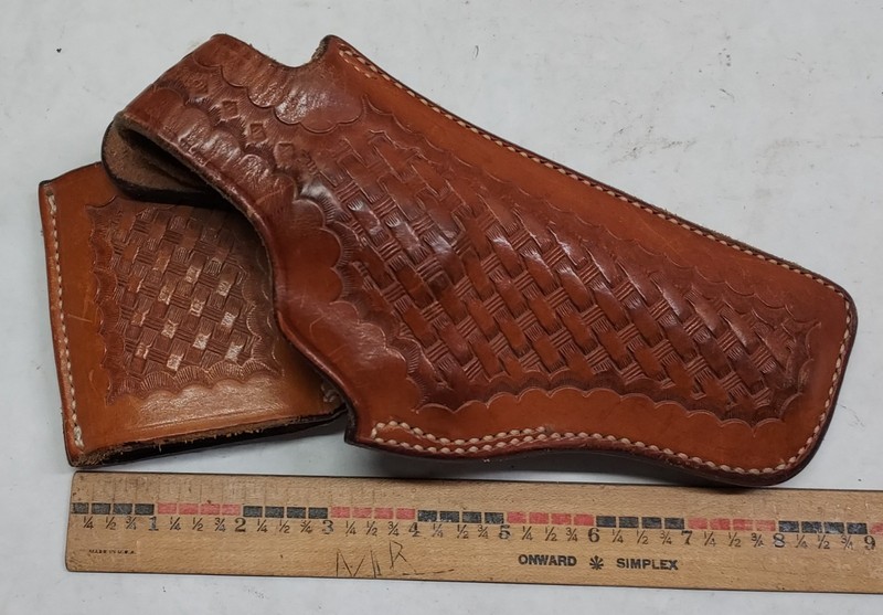 Vintage Safariland Model 229 Leather Holster W/ Basketweave Patern