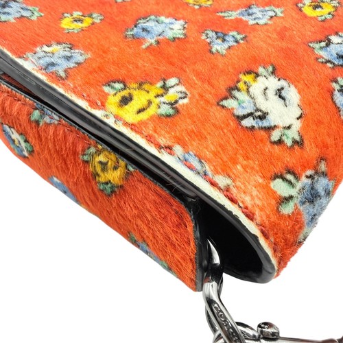 COACH 1941 Dinky 24 Turnlock Calf Hair Leather Shoulder Chain Bag Red Floral - Photo 7/19