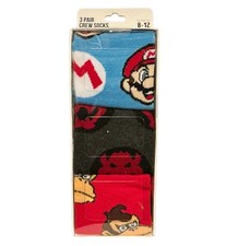 Nintendo Super Mario Men's Bowser Donkey Kong Mario 3-Pack Adult Crew Socks