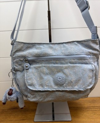 Kipling Syro KI5225 Crossbody Shoulder Bag Glistening Flora Blue Monkey Charm