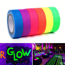 6 Farben Neon Stoff Gafferband fluoreszierend UV Schwarzlicht leuchtet im Dunkeln Party
