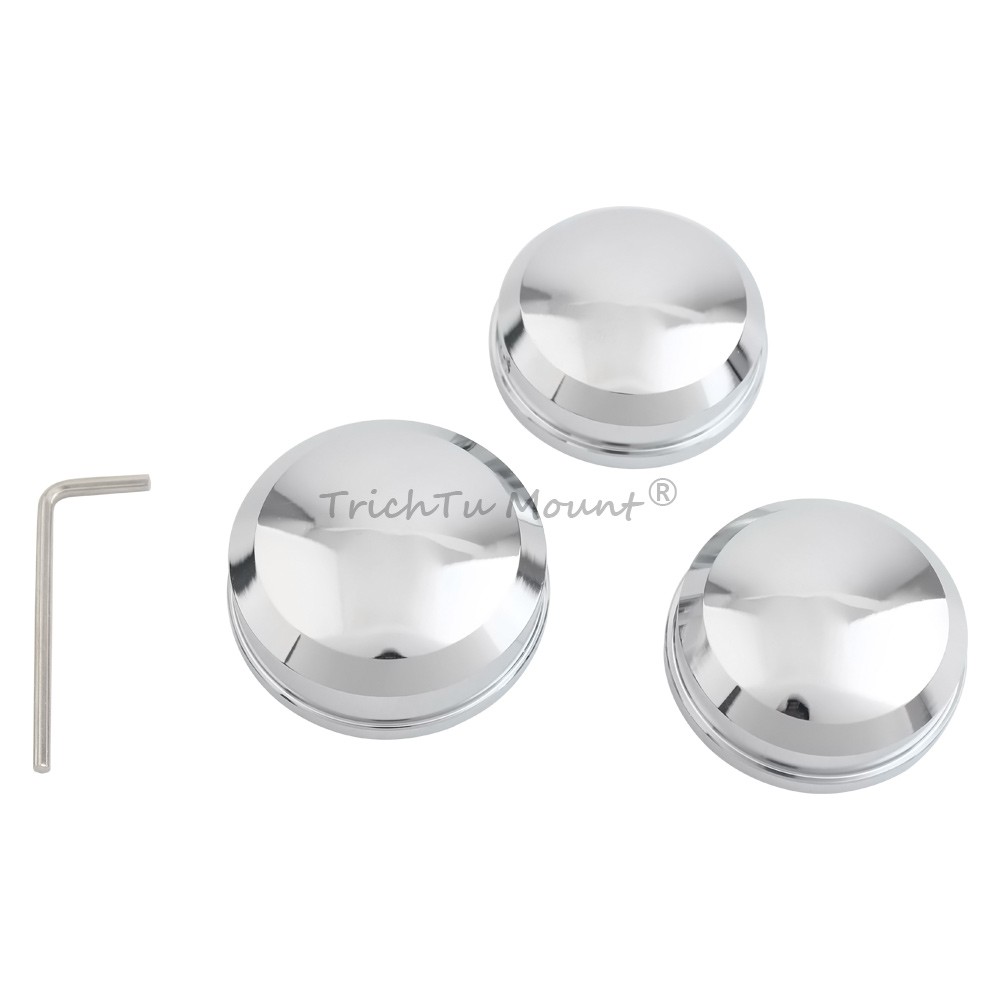 3x Chrome Upper Fork Stem Nut Cover For Harley Dyna Low Rider Heritage Softail