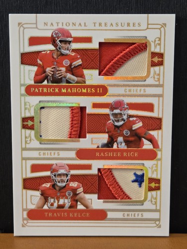 2025 National Treasures Mahomes Kelce Rice NFL Gear Trio AFC PATCH /10 Chiefs