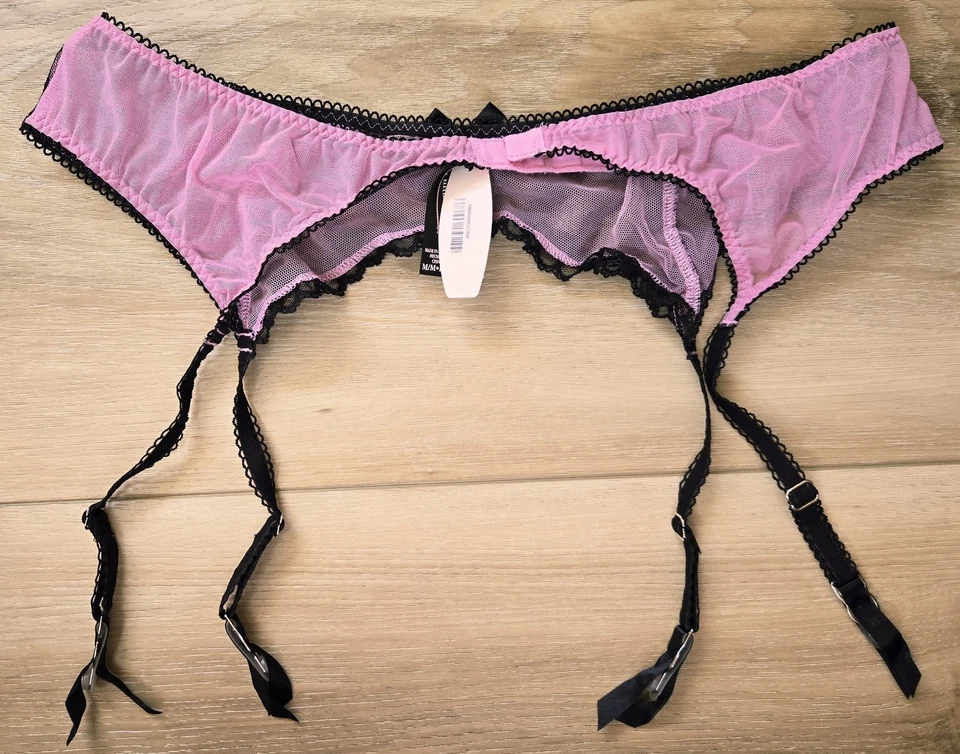 Nuevo con etiquetas Cinturón Liguero Vintage Victoria's Secret Sexy Little Things Negro Rosa Encaje M/L Foto 2 de 3
