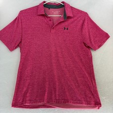Under Armour Men's Pink Heathered Playoff Polo Shirt Size XL Loose Fit