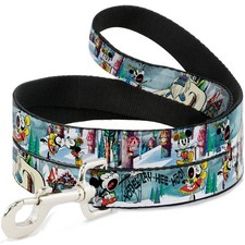 Dog Leash 6-FEET Mickey  Minnie Yodelberg Scenes NARROW 0.5"