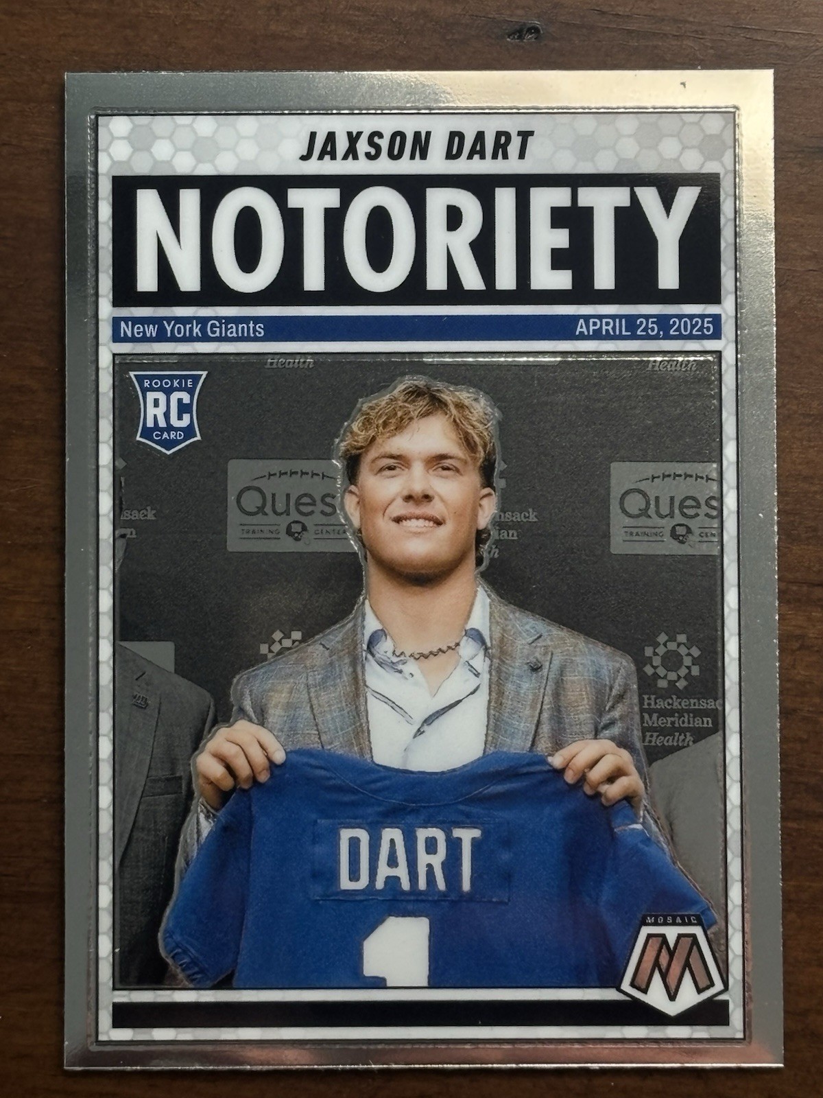 🔥Jaxson Dart 2025 Mosaic Notoriety Insert Ole Miss RC Giants Rookie🔥