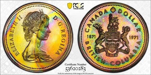 COLORFUL certified 1971 Canada silver dollar