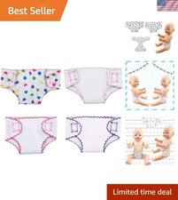 4 Pack Baby Doll Diapers for 14-18 Inch Dolls - Adjustable  Colorful Set