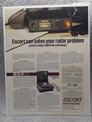 VTG Escort Radar Warning Microwave Receiver 1984 Print Advertising Full Page Ad