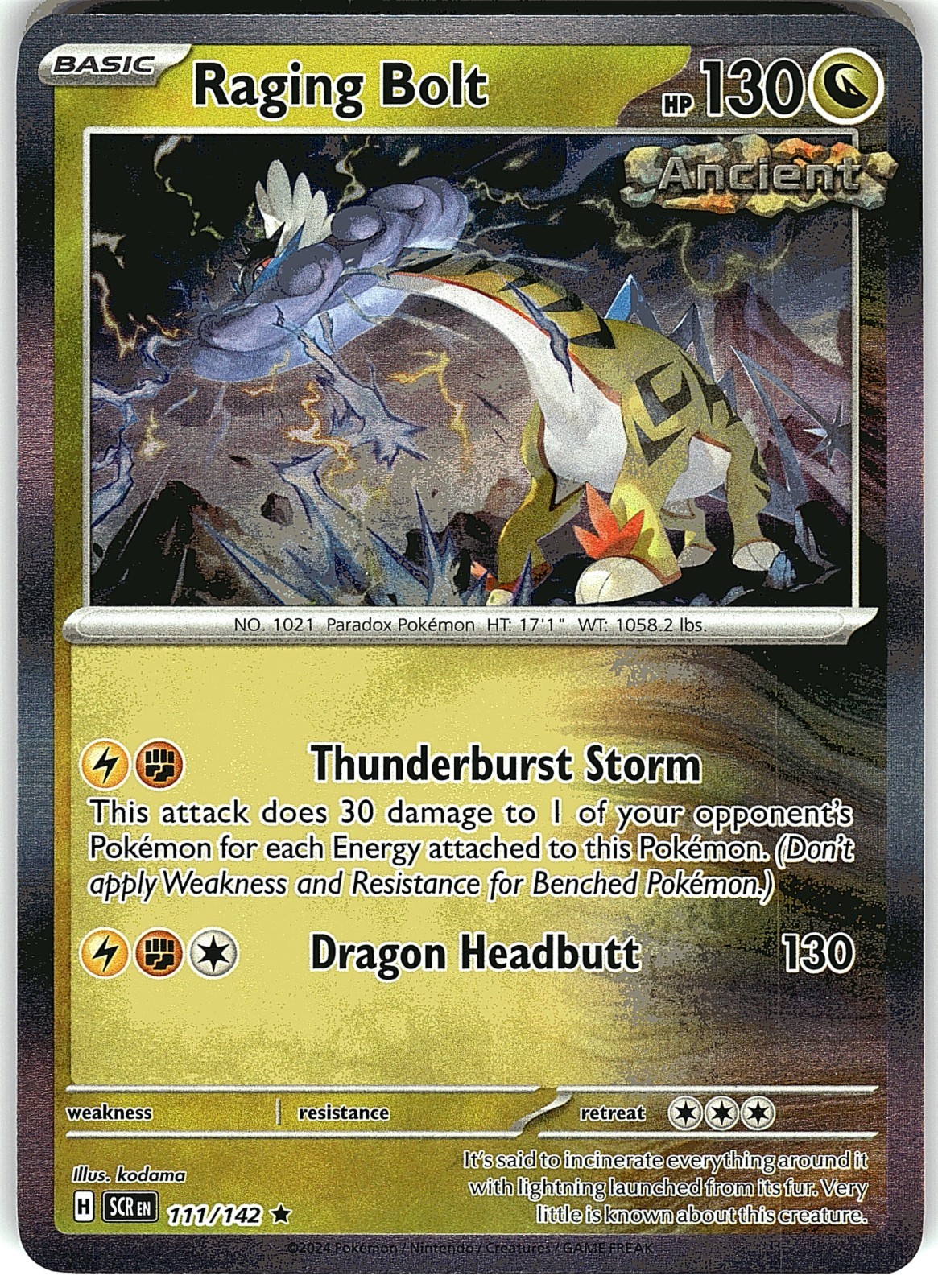 Raging Bolt 111/142 Pokemon Stellar Crown Scarlet & Violet Holo Rare Card NM
