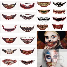 20 PCS Scary Big Mouth Temporary Tattoo,2025 Halloween Realistic Face Stickers