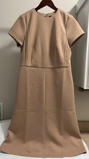 NWOT Ann Taylor Petite Midi Flare Dress in Double Knit Sz 12P Natural Camel $129