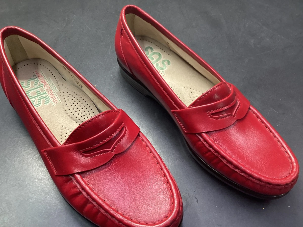 SAS Tripad Comfort Simplify Women SAS Women\'s Simplify Red Leather Loafers Tripad Comfort sz 9.5 main image 1