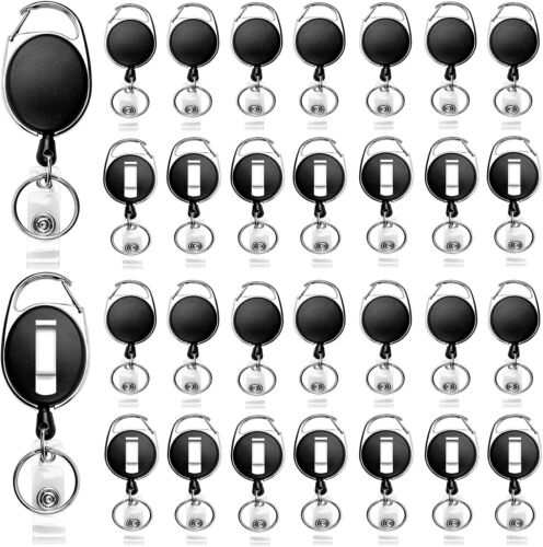 30 Packs Heave Duty Badge Reels Retractable with Carabiner Belt Clip and Key ... - Picture 2 of 7