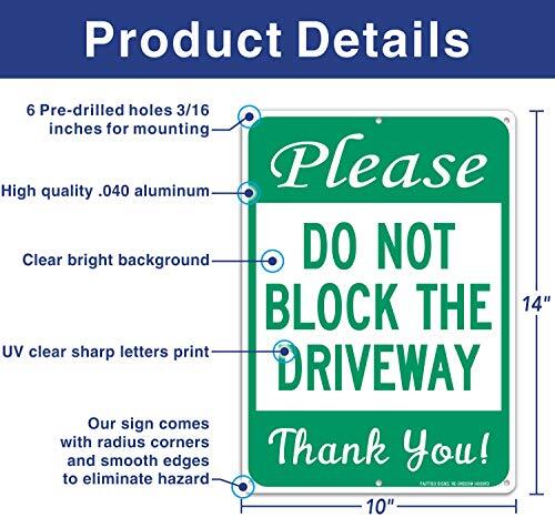 2 Cartelli "Please Do Not Block The Driveway Thank You" In Alluminio Riflettente 25x18 Cm - Antiruggine Per Esterno - 2