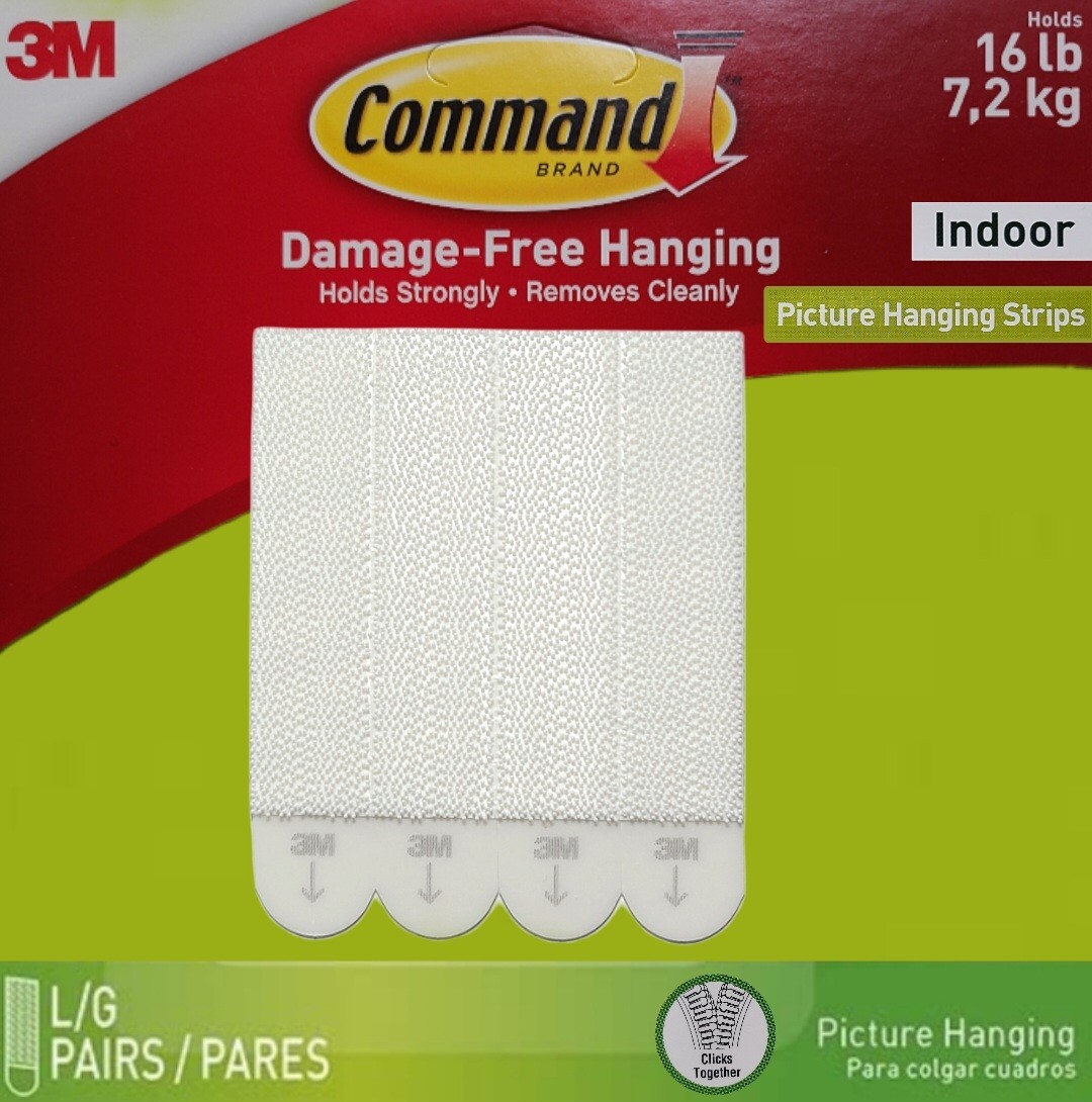 3M Command Brand Picture Hanging Strips Large, Pairs (4 Strips
