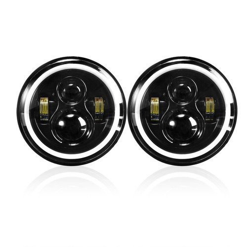 Pair 7"Inch LED Headlights Hi-Lo Angel Eye Ring Fit for Suzuki Samurai SJ410 - Picture 10 of 11