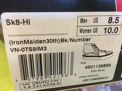 Vans Sk8-Hi (Iron Maiden 30th) Number of the Beast VN-0TS9IM3 