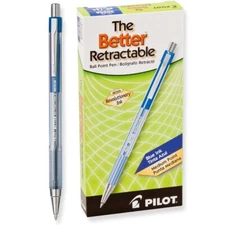 30006 Pilot The Better Retractable Ballpoint Pen, Medium, Blue Ink, Pack of 12