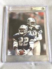 Emmitt Smith & Michael Irvin Signed Cowboys 8x10 Photo Beckett Cert Slabbed
