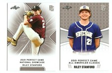 (2) RILEY STANFORD 2021 LEAF PERFECT GAME 1ST EVER PRINTED ROOKIE CARD LOT! MINT