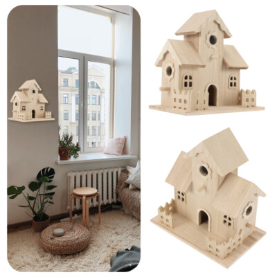 Maison à oiseaux en bois nid d'oiseau pour animaux de compagnie nid de couchage suspendu décoration mode de jardin nid délicat