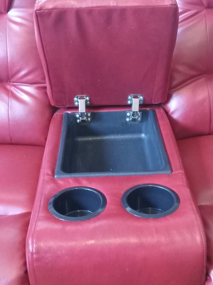 Burgundy Recliner Loveseat in excellent condition, w/storage & 2 cup holders - Image 2 of 4