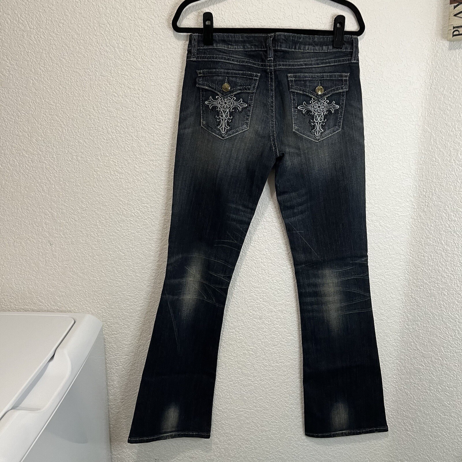 Rock 47 By Wrangler Jeans Womens Boot Cut Stretch Ultra Low Rise Blue Size 7X34 thumbnail 6