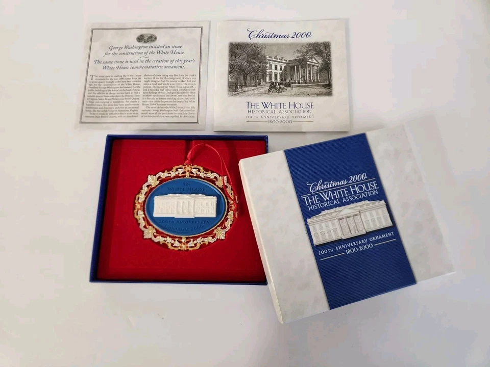 Винтажный 2000 Белый дом Рождественское украшение совершенно новый в коробке подлинный документы - Изображение 2 из 4