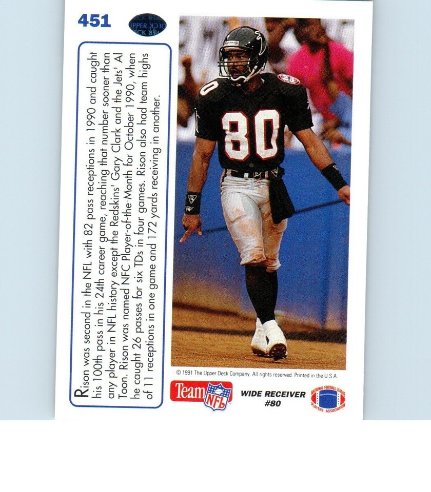 Andre Rison 451 Falcons Team MVP 1991 Upper Deck NFL Football Trading ...