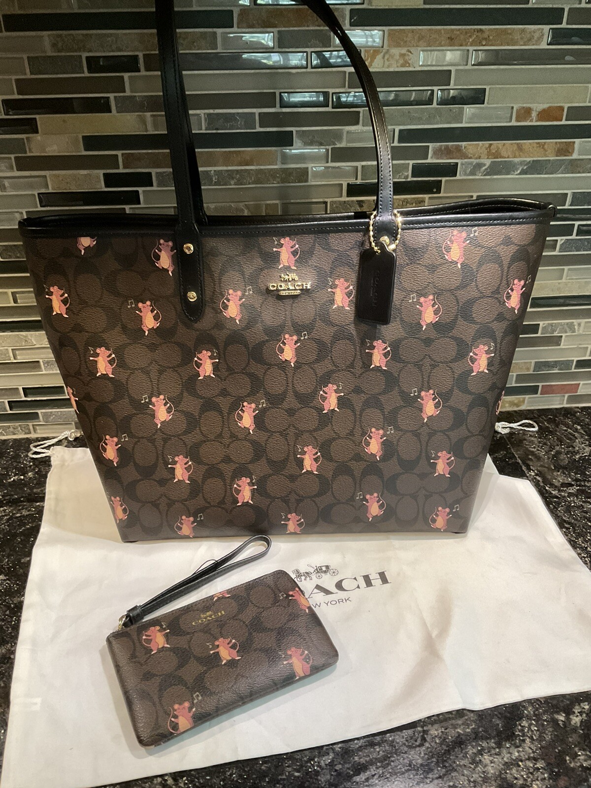 coach signature reversible city tote