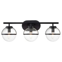 Wandlampe Wandleuchte Badezimmerlampe Stahl Glas Schwarz L 60,6Cm Vintage-Design
