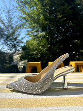 Betsey Johnson "Clark" heels, women's size 6, silver, never worn, new with box