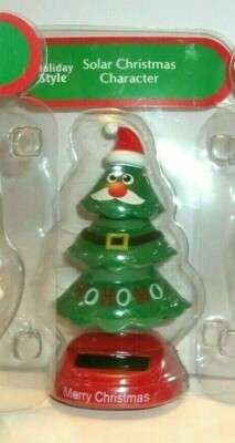 NEW Solar Powered Dancing Winter Christmas Tree with Mustache Bobble Head Toy